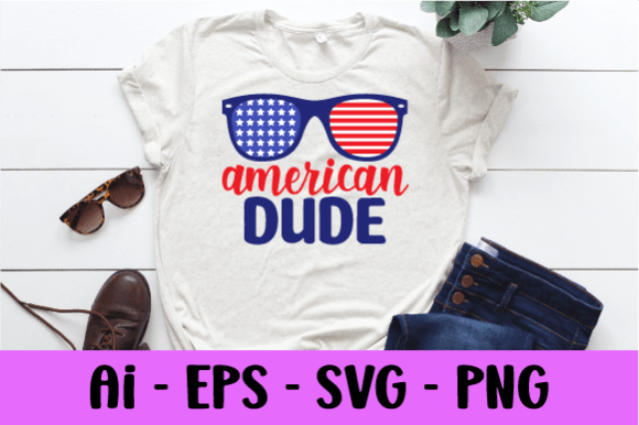 American Dude Sunglass USA Flag Svg