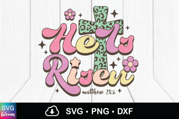 Retro He is Risen Png, Christian Quote