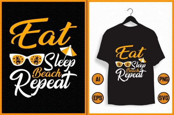Vintage Eat Sleep Beach Repeat Shirt SVG